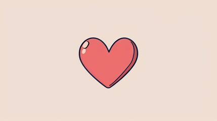 Basic heart design, minimalist 2D vector, plain and clean, simple lines and colors