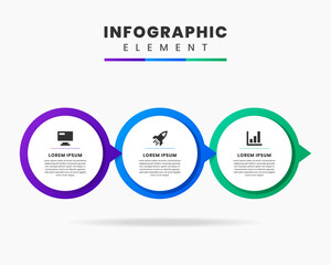 Vector Graphic Infographic Element Design icon templates with 3 options or steps. Can be used for process diagram, presentations, workflow layout, banner, flow chart, infographic.