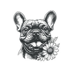 french bulldog with flowers