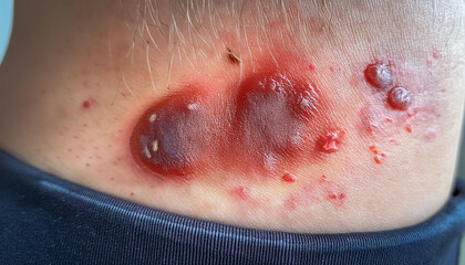 Fototapeta premium An image showing cellulitis, focusing on the inflamed, red, and swollen skin often associated with this bacterial skin infection.