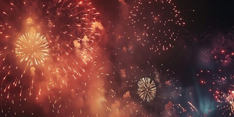 Fototapeta premium Vibrant Fireworks Illuminating the Night Sky