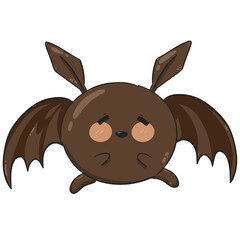 Cute bat monster Halloween png hand drawn illustration. Decoration banner, sticker.