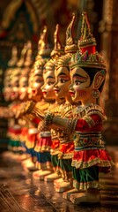 Fototapeta premium Vibrant Traditional Thai Puppets in a Cultural Performance Showcasing Heritage