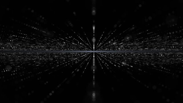 Abstract technology background. Big data digital code. Futuristic dotted background. Mirror reflection. Scientific background. 3d rendering. 4K animation.