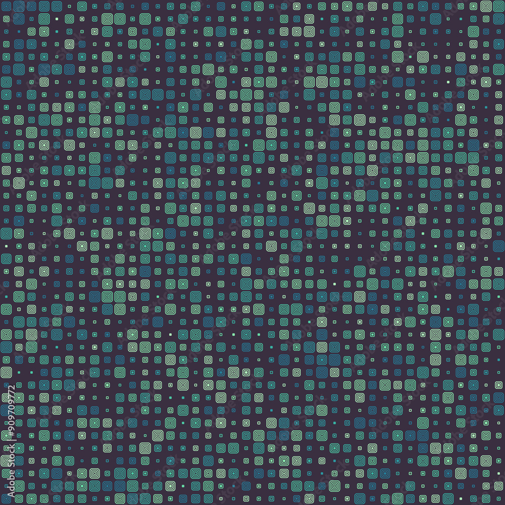 Poster geometric shapes background. stacked rounded square frames in multiple colors. dark, muted palette w