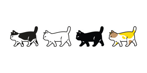 cat vector walking kitten calico neko icon pet cartoon character munchkin illustration symbol clip art isolated
