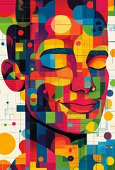 Colorful Abstract Profile with Geometric Shapes and Patterns, Diversity and Inclusion