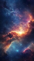 Breathtaking Cosmic Landscape Filled with Shimmering Stars and Vibrant Galactic Nebulae