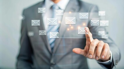 Obraz premium Business email management with Contact Us focus 