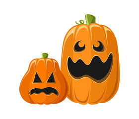Cute Jack O Lantern Friends, Silly Halloween Pumpkins with Funny Faces, Creepy Spooky Scary Decorations