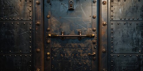 Aged Metal Door with Rust and Rivets