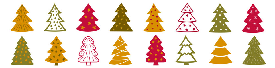 Pine icon. Pine icon set. Christmas decoration.