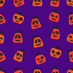 Halloween seamless pattern with flat and simple design