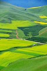 Photo of the mountains and valleys of Qilian Mountains, Qinghai Province, China