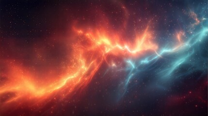 Fototapeta premium Vibrant Cosmic Energy and Nebula in Outer Space with Fiery and Blue Hues