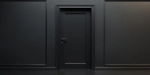 Fototapeta premium Minimalist Modern Door in Grey Concrete Setting