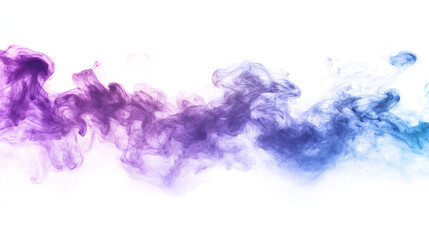 Blue and purple smoke merging isolated on white background
