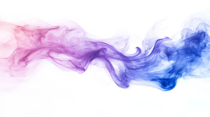 Blue and purple smoke merging isolated on white background