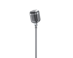 3d Render Retro Microphone on transparent alpha channel background.