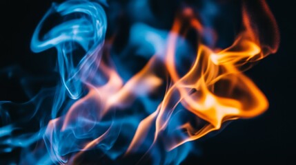 Mesmerizing blend of blue and orange flames artwork