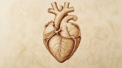 Naklejka premium Symbolic Heart and Stomach: Deuteronomy's Clean and Unclean Food. Biblical illustration with beige background, illustrating importance of dietary laws.