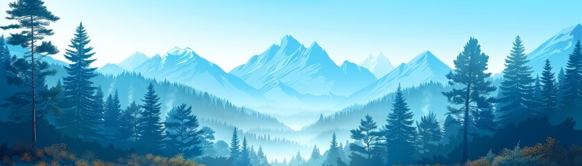 Obraz premium Majestic Snow-Capped Mountain Range with Forest