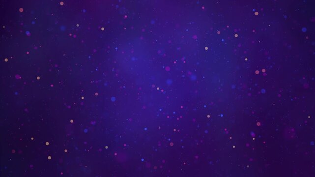 An abstract purple background featuring slow motion multi-colour bokeh lights and particles, creating a serene, dreamy and ethereal atmosphere