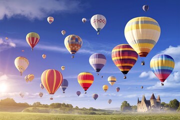 Obraz premium hot air balloons in the beautiful blue sky