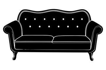 Sofa vector silhouette, Couch sofa furniture icon
