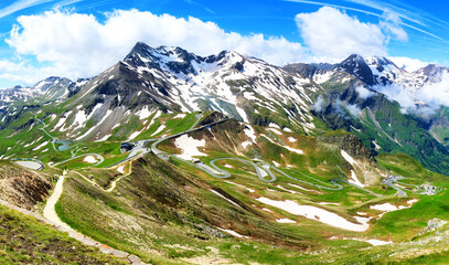 Summer Landscape panorama at the Grossglockner mountain in Austria,  Hohe Tauern range