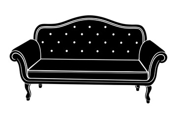Sofa vector silhouette, Couch sofa furniture icon
