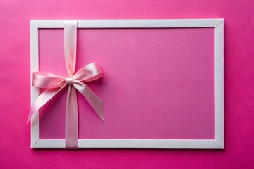 White ribbon tape with a rectangle with pink background for your presentation background