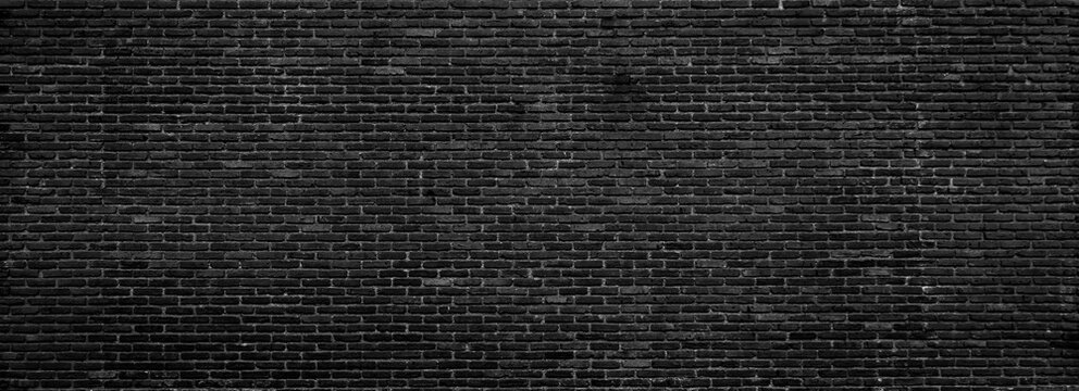 High resolution panoramic images of black old brick walls. Suitable for large-size printing job