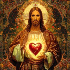 painting of the sacred heart of Jesus Christ