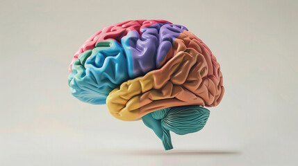 3D-rendered human  brain on a white background