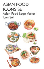 Asian food logo vector icon set