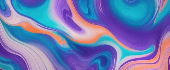 Obraz premium Luxurious marbling Purple, paint swirls in beautiful teal and orange colors abstract background with waves