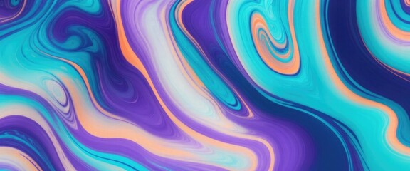 Obraz premium Luxurious marbling Purple, paint swirls in beautiful teal and orange colors abstract background with waves