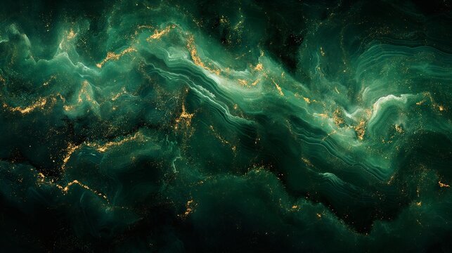 A mesmerizing swirl of malachite and gold veins, evoking the luxurious feel of a rich, textured marble.