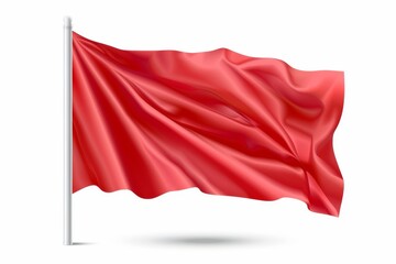 Flag icon, flagpole symbol, waving banner sign, wavy flag isolated on white with copy space for text