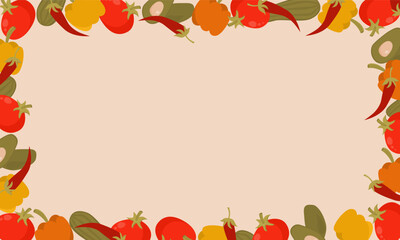 Hand drawn vegetables background with copy spaces