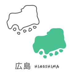 シンプルな日本の広島地図　イラスト