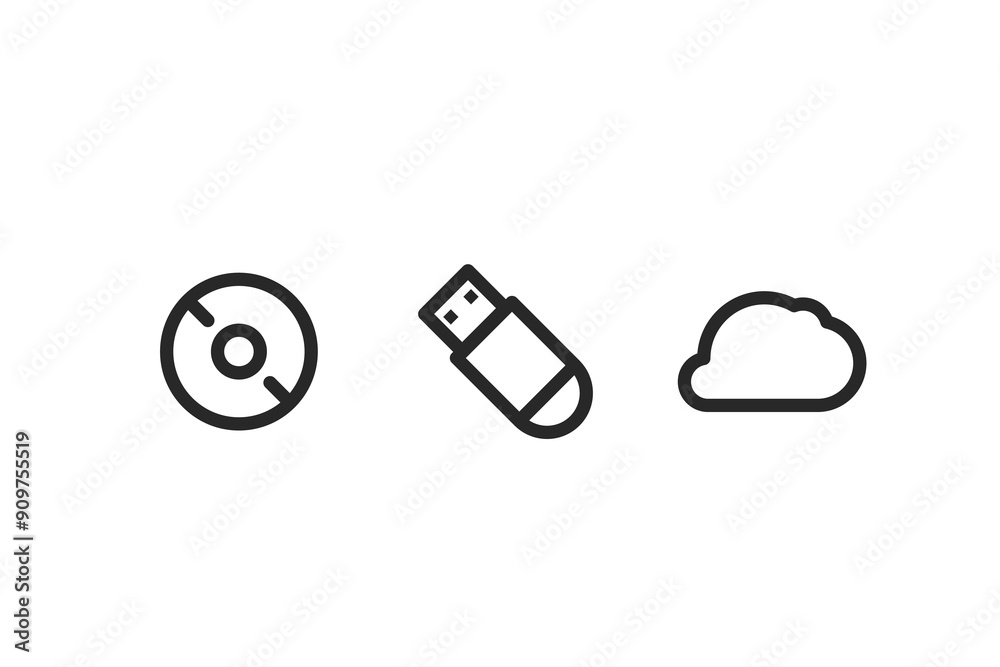 Poster Different multimedia icons vector set isolated on white background