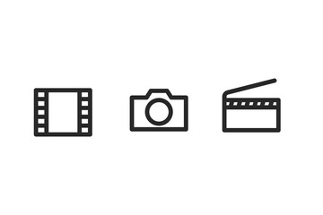 Different multimedia icons vector set isolated on white background