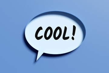 The word Cool written on a speech bubble.