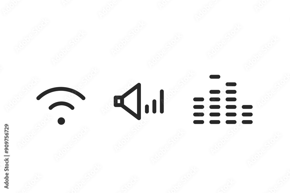 Poster Different multimedia icons vector set isolated on white background