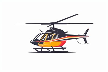 Helicopter logo icon, aircraft symbol, rotorcraft template isolated on white background