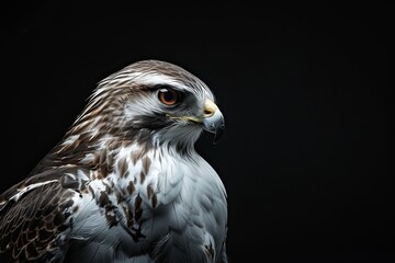 Fototapeta premium Portrait of a magnificent hawk on a black background