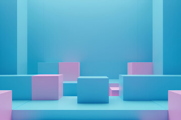 Minimalist 3D illustration of empty geometric podium