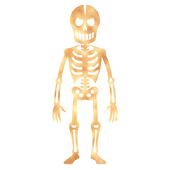 Halloween golden foil skeleton silhouette icon 